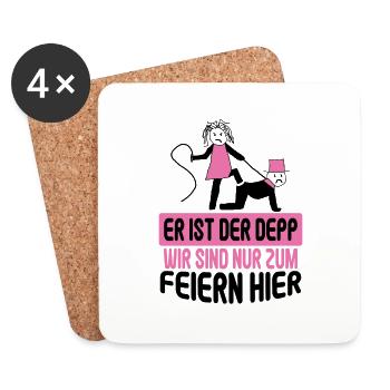 Junggesellenabschied Poltern Polterabend JGA - Untersetzer (4er-Set) - Weiß - Vorne