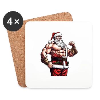 Jacked Santa: Christmas Bodybuilder for Festive Wo - Coasters (set of 4) - white - Front