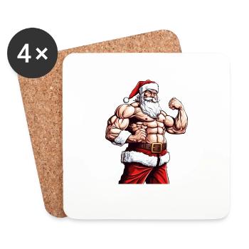 Sleighin' the Gains: Santa Bodybuilder Christmas - Coasters (set of 4) - white - Front