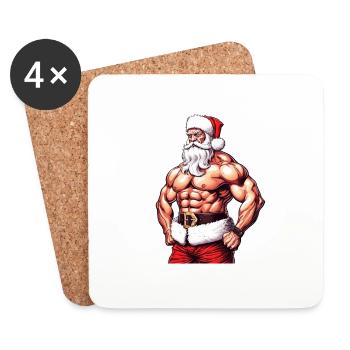 Starker Weihnachtsmann: Weihnachten mit dem Weihnachtsmann Powerlifting De - Untersetzer (4er-Set) - Weiß - Vorne