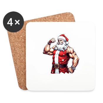 Ripped Santa: Christmas with Muscular Santa Claus - Coasters (set of 4) - white - Front