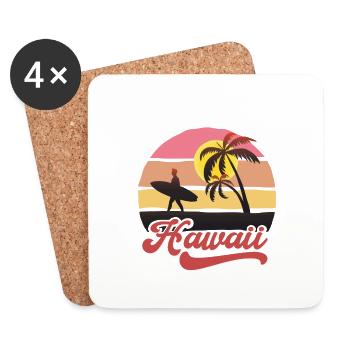 Hawaii Surf Beach Design - Coasters (set of 4) - white - Front