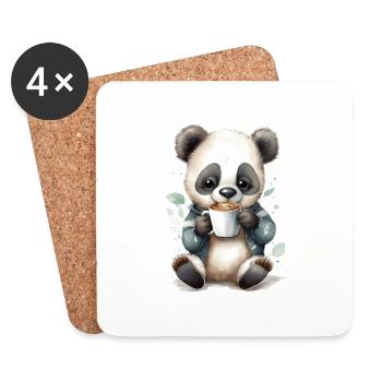 Koala mit Kaffee -Aquarellstil - Untersetzer (4er-Set) - Weiß - Vorne