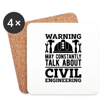 Avertissement peut constamment ingénierie ingénieurs civils - Dessous de verre (lot de 4) - blanc - Devant