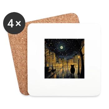 Gustav Klimt Inspired Cat Artwork - Coasters (set of 4) - white - Front