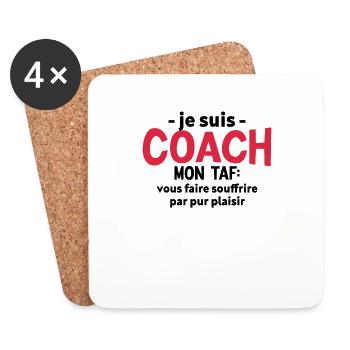 Coach Humour Cadeau Sportif - Dessous de verre (lot de 4) - blanc - Devant