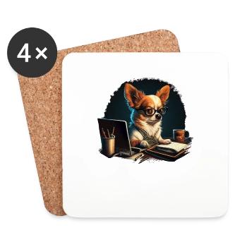 Chihuahua | Home Office Job Work Laptop Tie Funny - Coasters (set of 4) - white - Front