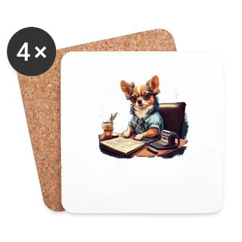 Chihuahua | Home Office Job Work Laptop Tie Funny - Coasters (set of 4) - white - Front