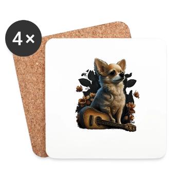 Chihuahua | Aloha Ukulele Hawaii Gitarre Lustiger - Untersetzer (4er-Set) - Weiß - Vorne