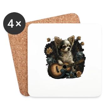 Chihuahua | Aloha Ukulele Hawaii Gitarre Lustiger - Untersetzer (4er-Set) - Weiß - Vorne