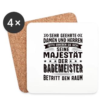 Bademeister Geburtstag Bademeister Sprüche - Untersetzer (4er-Set) - Weiß - Vorne
