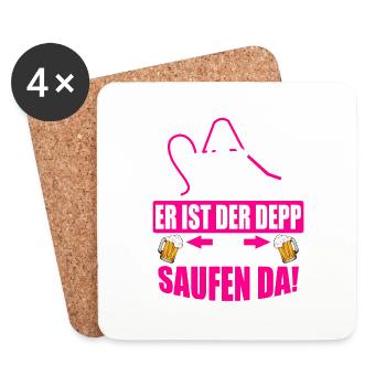 Junggesellenabschied Poltern Polterabend JGA - Untersetzer (4er-Set) - Weiß - Vorne