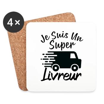 Je suis un Super Livreur - Dessous de verre (lot de 4) - blanc - Devant