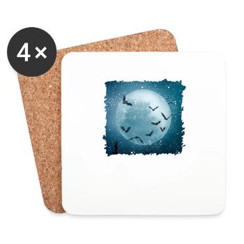 Bats in the full moon Halloween Creepy - Coasters (set of 4) - white - Front