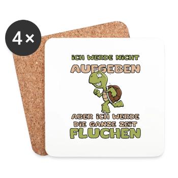 lustiger Spruch Nicht Aufgeben Läufer Schildkröte - Untersetzer (4er-Set) - Weiß - Vorne