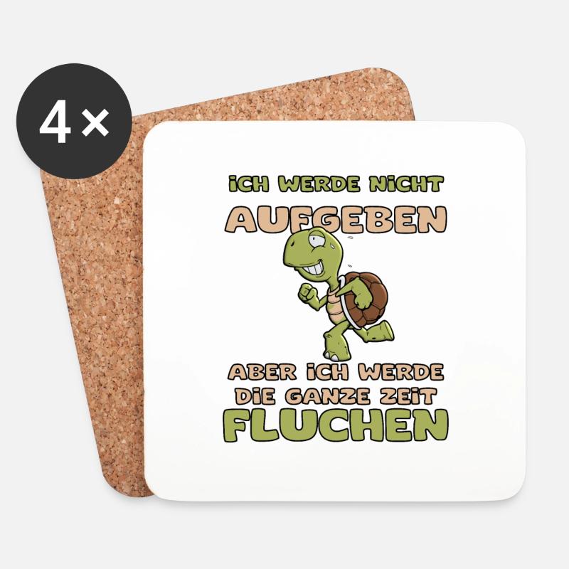 lustiger Spruch Nicht Aufgeben Läufer Schildkröte - Untersetzer (4er-Set) - Weiß