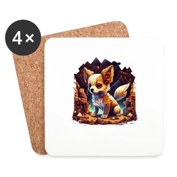 Chihuahua | Gaming Gamer Funny Comic Videogame - Coasters (set of 4) - white - Front
