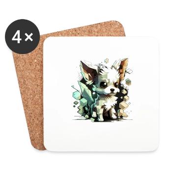 Chihuahua | Gaming Gamer Funny Comic Videogame - Coasters (set of 4) - white - Front