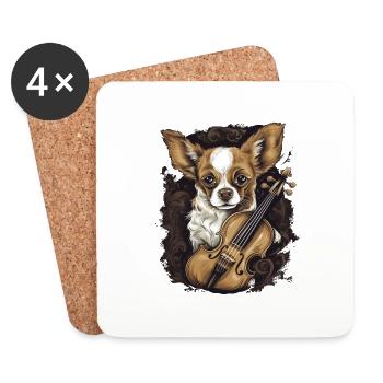 Chihuahua | Aloha Ukulele Hawaii Gitarre Lustiger - Untersetzer (4er-Set) - Weiß - Vorne