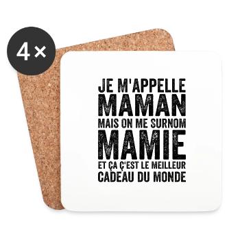 Je M'appelle Maman Mais On Me Surnom Mamie Drôles - Dessous de verre (lot de 4) - blanc - Devant