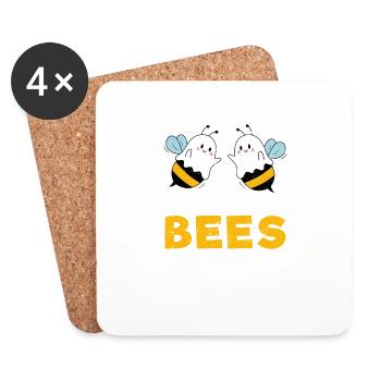 Boo Bees Funny Couple Halloween Party Bee - Coasters (set of 4) - white - Front