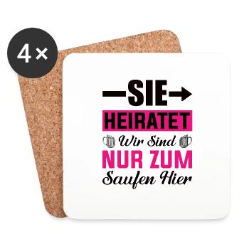 Junggesellenabschied Frau - Untersetzer (4er-Set) - Weiß - Vorne