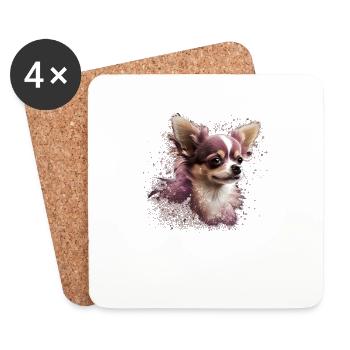 Chihuahua | Pink Jolie Rose Maman Femme ignon - Dessous de verre (lot de 4) - blanc - Devant