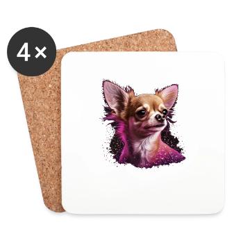 Chihuahua | Pink Jolie Rose Maman Femme ignon - Dessous de verre (lot de 4) - blanc - Devant