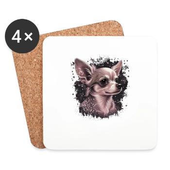 Chihuahua | Pink Jolie Rose Maman Femme ignon - Dessous de verre (lot de 4) - blanc - Devant