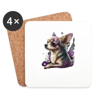 Chihuahua | Pink Jolie Rose Maman Femme ignon - Dessous de verre (lot de 4) - blanc - Devant