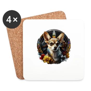 Chihuahua | Ukraine Peace & Love Flag Help Dog - Coasters (set of 4) - white - Front
