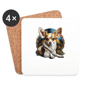 Chihuahua | Ukraine Peace & Love Flag Help Dog - Coasters (set of 4) - white - Front