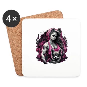 Chihuahua rose | Fille Fitness Salle de sport - Dessous de verre (lot de 4) - blanc - Devant