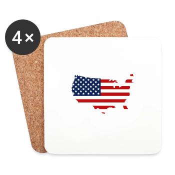 Meilleur pays du monde Drapeau américain patriotique - Dessous de verre (lot de 4) - blanc - Devant