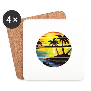 Palmen Sommerurlaub Palme Insel Sonne Strand - Untersetzer (4er-Set) - Weiß - Vorne
