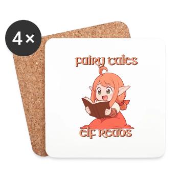 Fairy Tales, Elf Reads - We just love reading - Coasters (set of 4) - white - Front