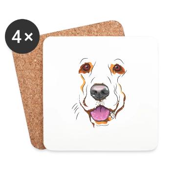 Visage de chien Golden Retriever Labrador Drôle - Dessous de verre (lot de 4) - blanc - Devant