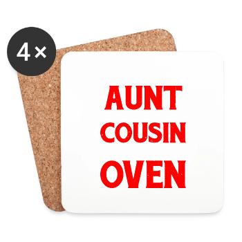 Ma tante a mon cousin dans le four 9 - Dessous de verre (lot de 4) - blanc - Devant