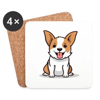 Corgi - Coasters (set of 4) - white - Front