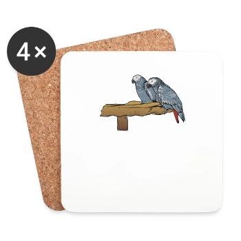 Graupapagei I Papagei Motiv für Vogel Halter - Untersetzer (4er-Set) - Weiß - Vorne