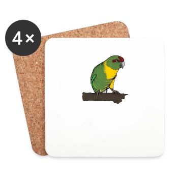 Goat Parakeet I Parakeet Motif for Bird Holder - Coasters (set of 4) - white - Front