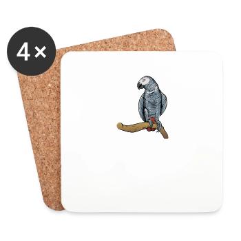 Grey Parrot I Parrot Motif for Bird Holder - Coasters (set of 4) - white - Front