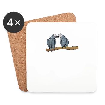 Grey Parrot I Parrot Motif for Bird Holder - Coasters (set of 4) - white - Front