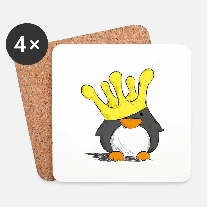 Pinguin - Untersetzer (4er-Set) - Weiß