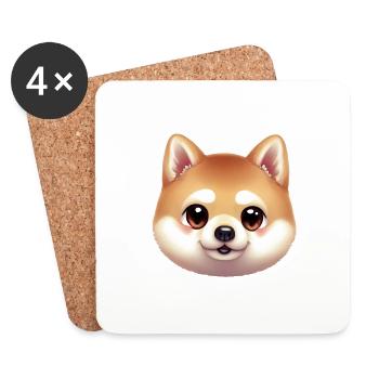 Œuvre d’art classique Shiba Inu - Dessous de verre (lot de 4) - blanc - Devant
