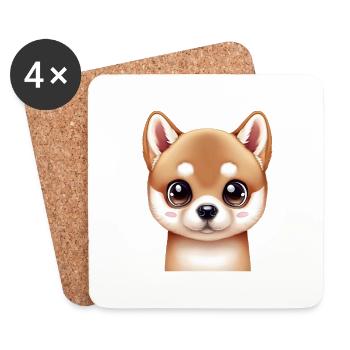 Adorable Shiba Inu Design - Dessous de verre (lot de 4) - blanc - Devant
