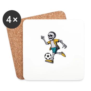Skeleton Soccer Funny Halloween Sports Player - Coasters (set of 4) - white - Front