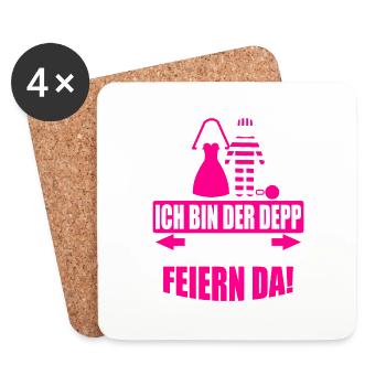 Junggesellenabschied Poltern Polterabend JGA - Untersetzer (4er-Set) - Weiß - Vorne