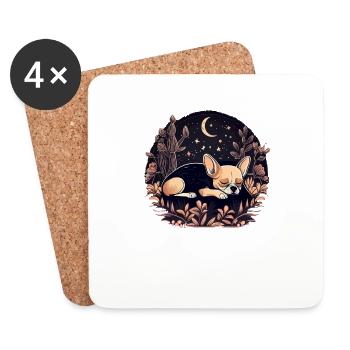 Chihuahua | Schlaf Nacht Pyjama Sonntag Niedlich - Untersetzer (4er-Set) - Weiß - Vorne