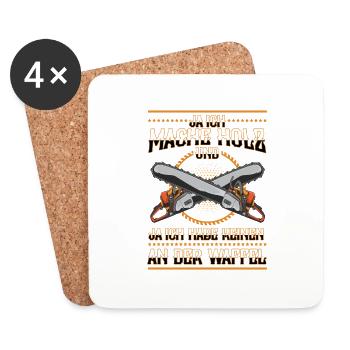 Ja ich mache Holz Kettensäge Waldarbeiter - Untersetzer (4er-Set) - Weiß - Vorne